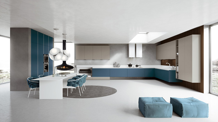 Cocina diseño color azul
